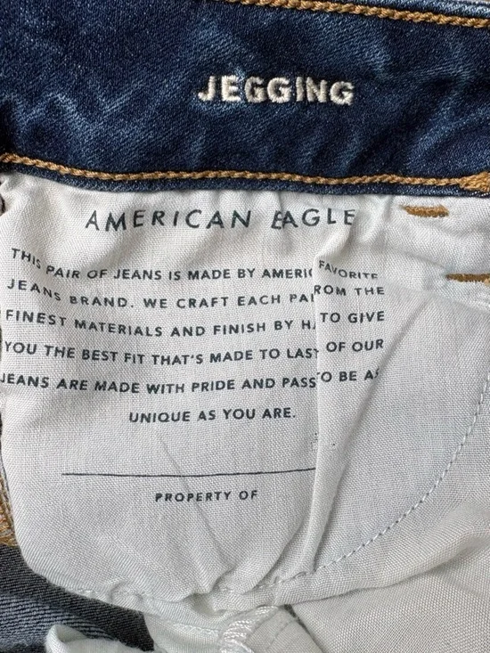 American Eagle Women’s  Dark Blue Distressed Ripped Skinny Jeans Jeggings US 6 - Picture 7 of 7